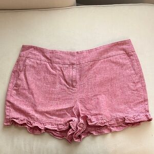 LOFT High Waist Pink Ruffle Shorts